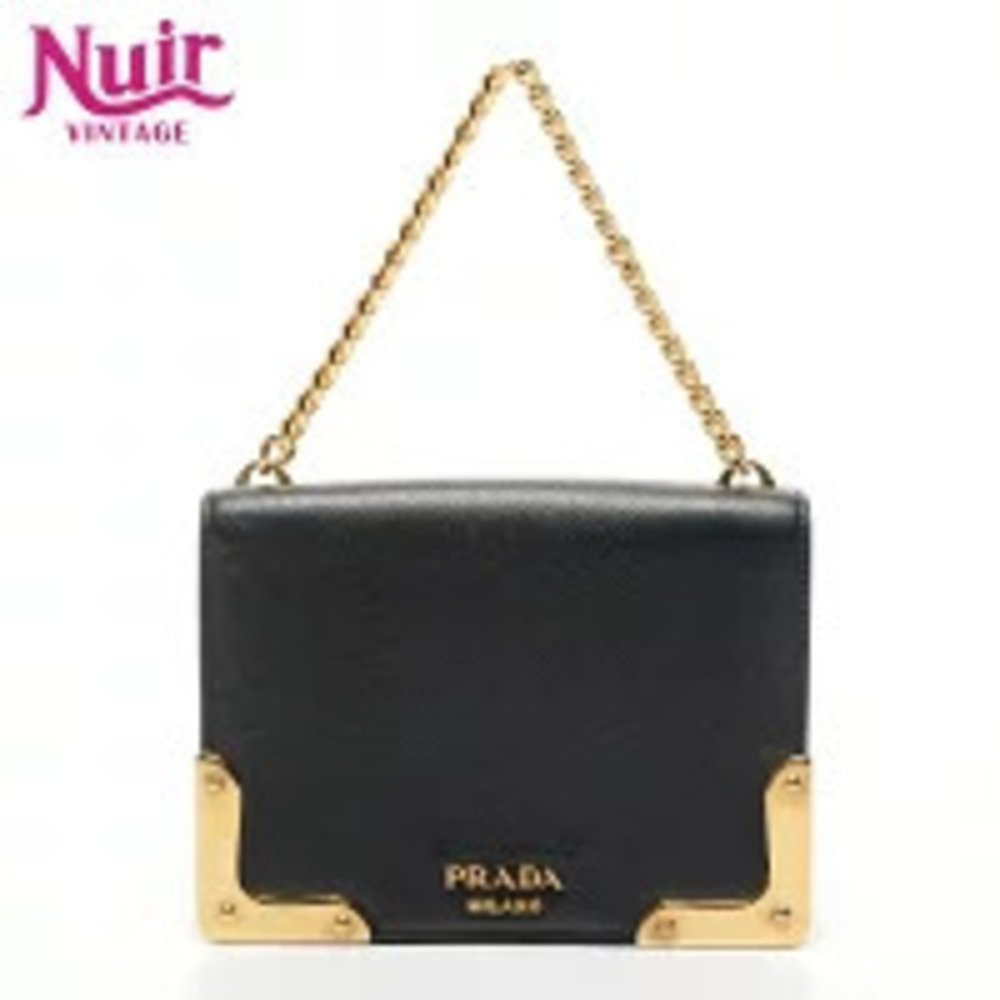 Prada Leather Cahier Camera Bag Handbag Black